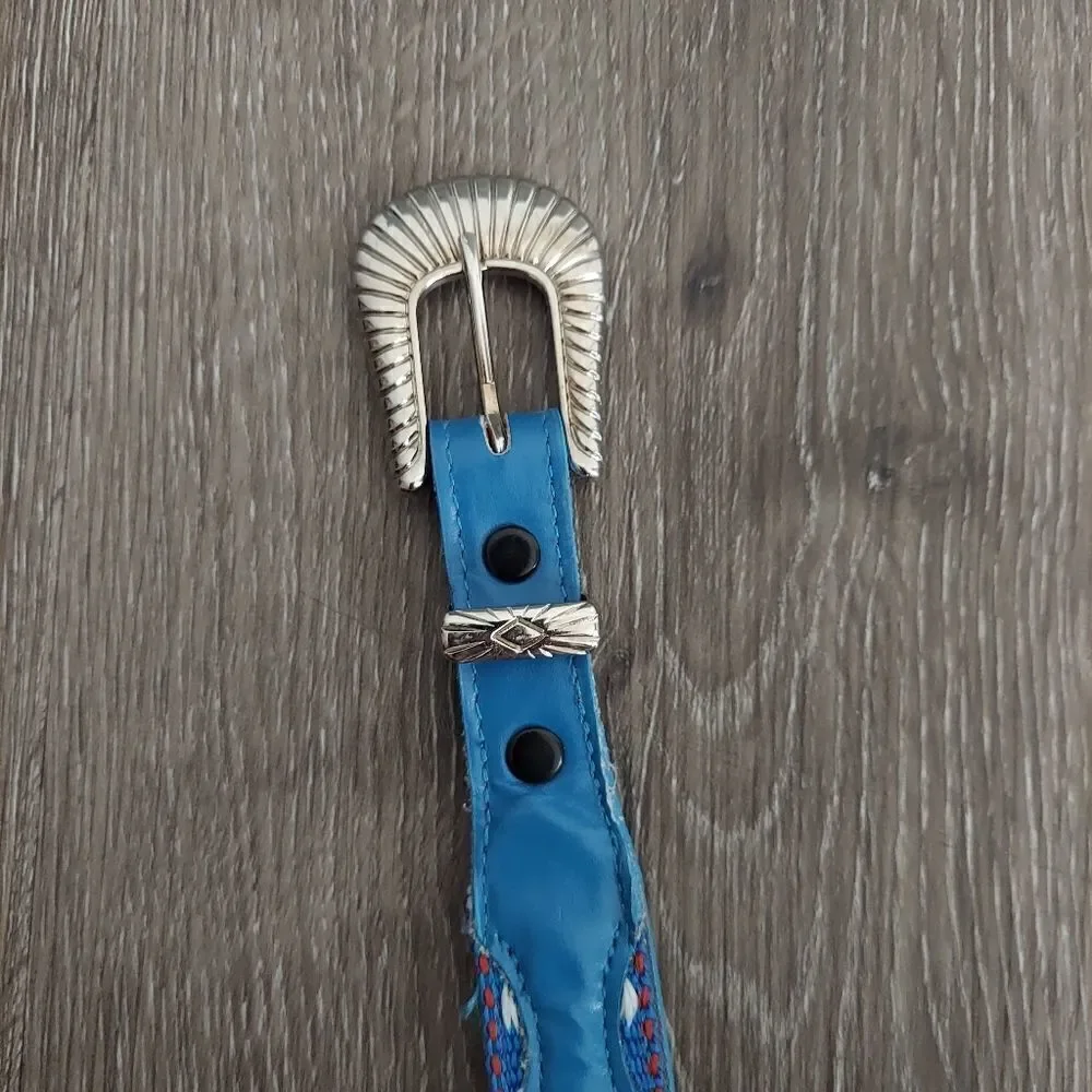 Nocona Embroidered Woven Blue Belt 💙  32